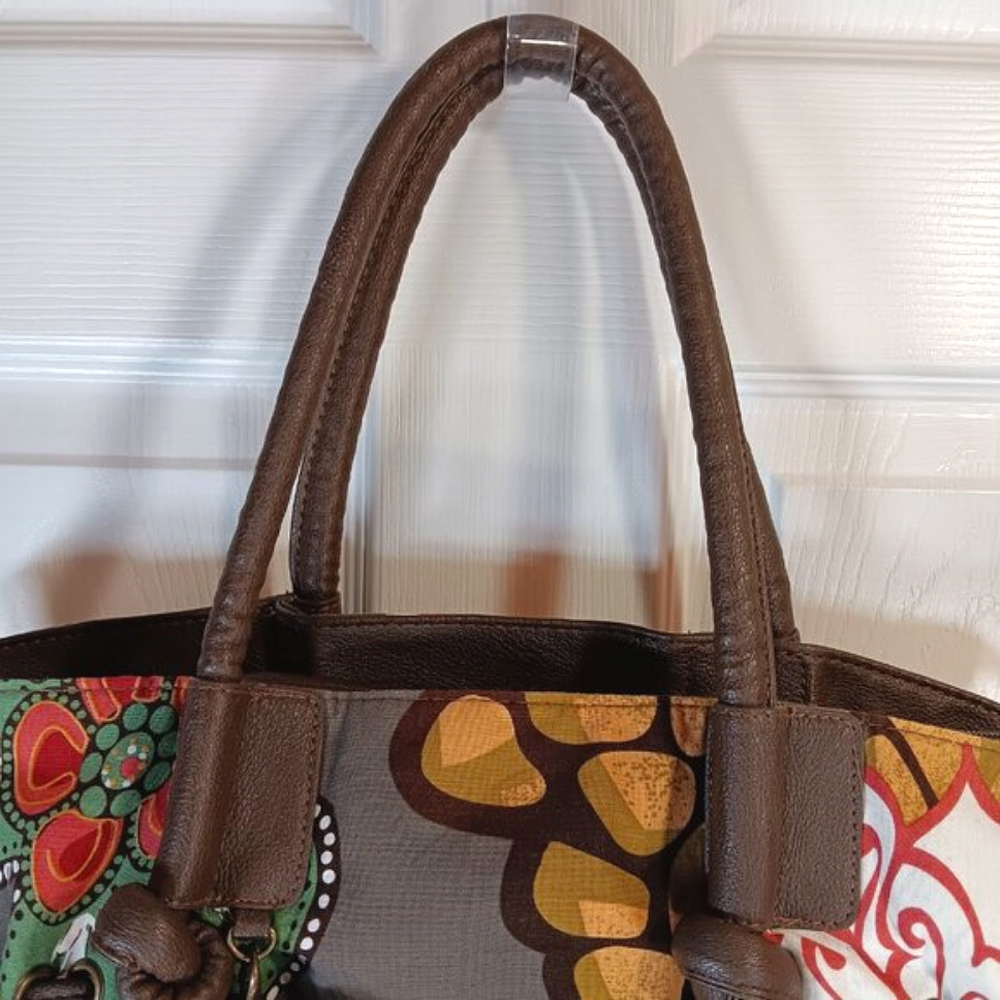 NWOT D.Fusion Multicolor Floral  Shoulder Bag Fabric Faux Leather Straps Summer - Picture 7 of 16